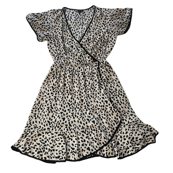 Slate and Willlow women’s size large Leopard Print faux Wrap Dress lined - Picture 8 of 13
